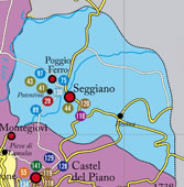 Mappa del Comune di Seggiano.